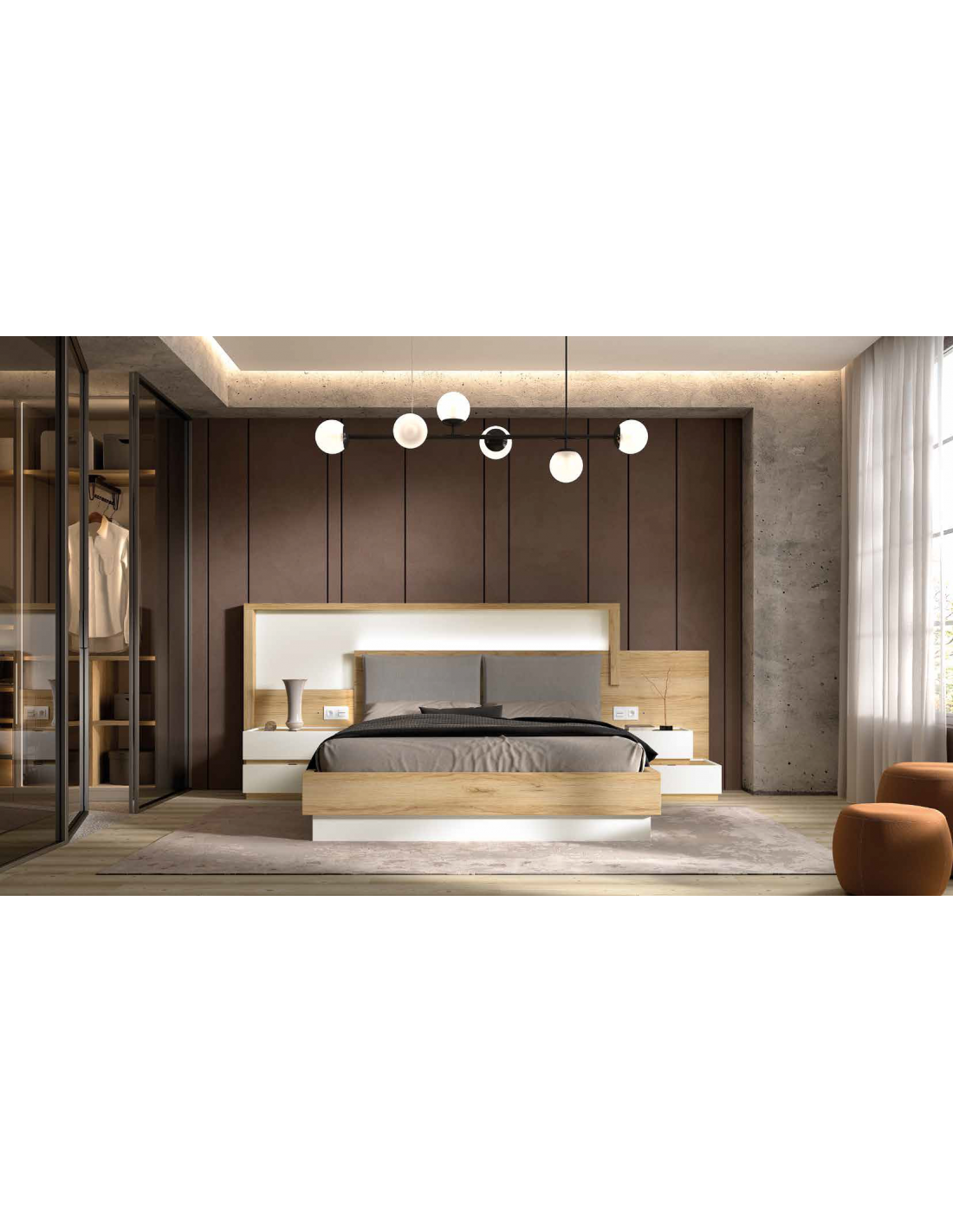 Dormitorio de matrimonio con cabezal con luces LED by Rosamor